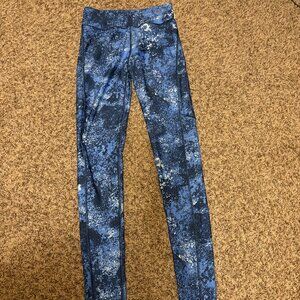 Under Armour Leggings Small Full Length Compression HeatGear Abstract Blue Print